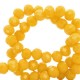 Faceted glass beads 8x6mm disc Yellow flash-pearl shine coating